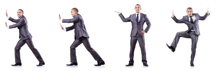 Businessman in various poses isolated on white