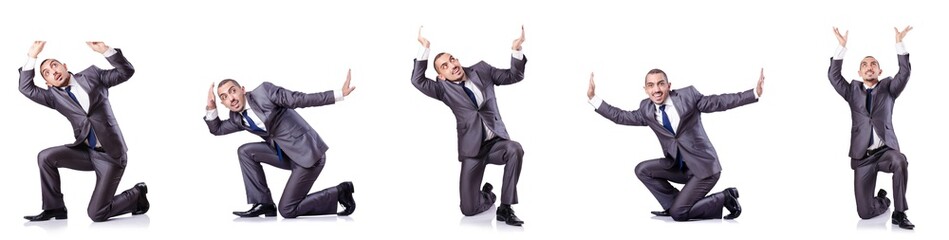 Businessman in various poses isolated on white