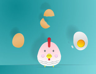 Chcken and egg paper art style