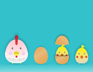Chcken and egg paper art style