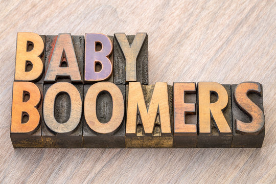 Baby boomers word abstract in wood type