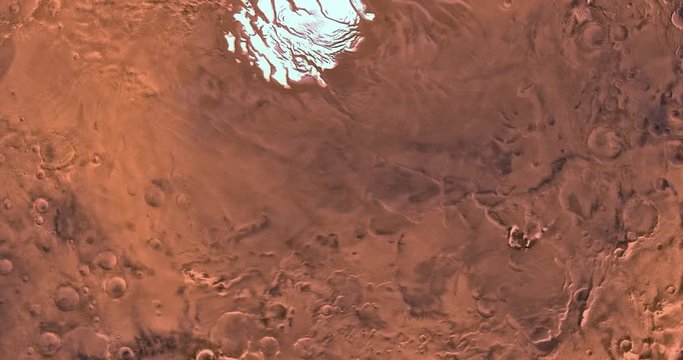 Very high altitude aerial flyover of Mars' Mare Australe (South Pole)  region. No HUD. Clip is reversible and can be rotated 180 degrees. Data: NASA/JPL/USGS