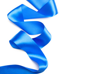 blue satin ribbon isolated on white