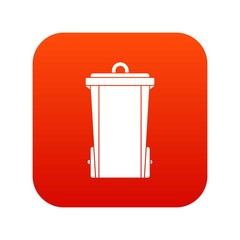 Garbage bin icon digital red