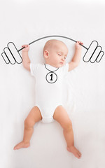 sleeping baby, in dreams superhero