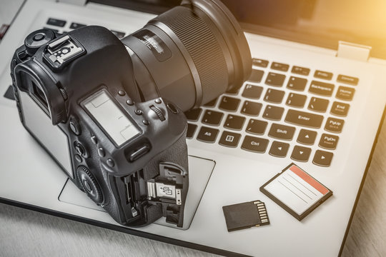 Modern digital DSLR camera. Photography concept.