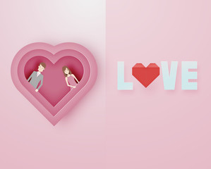 Happy valentine day 3d layer paper art style