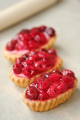 Delicious cakes with fresh berries raspberry and cherry  