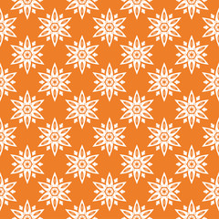 White floral seamless pattern on orange background