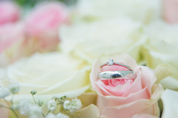 wedding rings in flowers