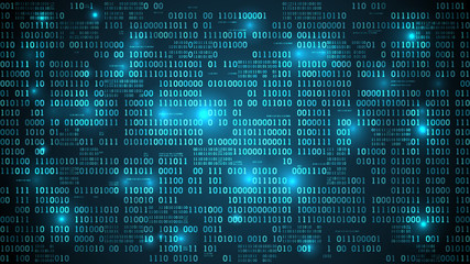 Abstract futuristic cyberspace with binary code, matrix background with digits, well organized layers