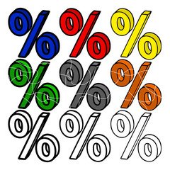 Set of colored percent (3d)