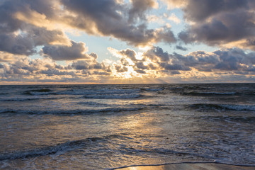 Baltic Sea beach with cloudy sky in summer
