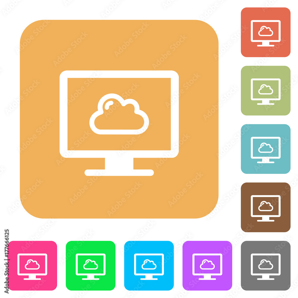 Poster Cloud computing rounded square flat icons