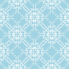 White flowers on blue background. Ornamental seamless pattern - 177666584