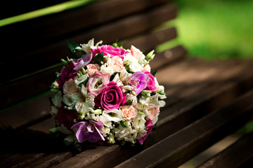 wedding bouquet with colorful flowers