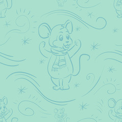 Fototapeta na wymiar Seamless blue pattern mouse