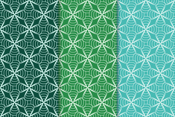 Geometric background. Green vertical seamless wallpaper. Colored set