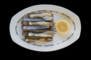 Ensis plate. Black isolated.