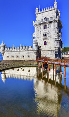Belem Tower Torre Portuguese Symbol Reflection Lisbon Portugal