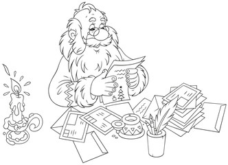 Santa Claus reading letters from children