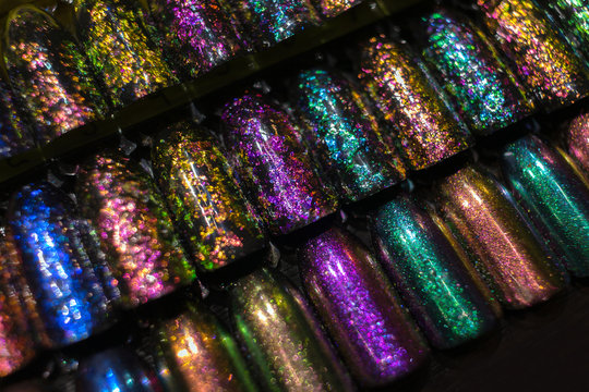 nail polish sample tips, dark color with sparkles