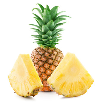 pineapple with slices isolated on a white background