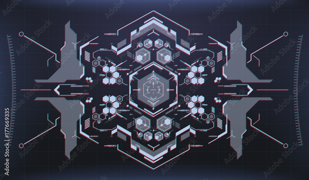 Poster hud ui and infographic elements. radar interface. spaceship hightech screen concept.