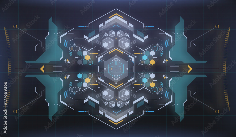 Poster hud ui and infographic elements. radar interface. spaceship hightech screen concept.