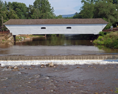 Preserved 19th Century covered bridge across the River Doe in Elizabethton, Tennessee, U.S.A.