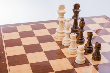 Chess board with chess pieces