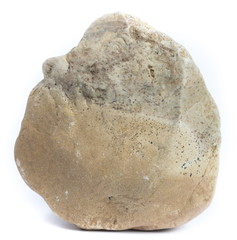 Single natural stone on white background, close-up