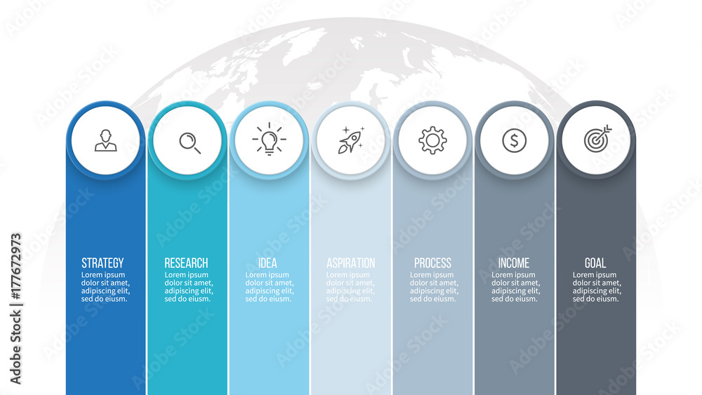 Canvas Prints business infographics. presentation with 7 columns, options. vector template.