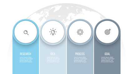 Business infographics. Presentation with 4 columns, options. Vector template.