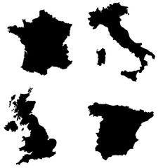 Pays d'Europe : France, Italie, Royaume Uni et Espagne en 4 icônes