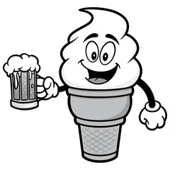 Ice Cream with Beer Illustration
