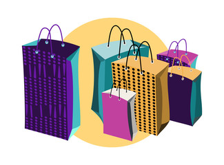 Colorful shopping bags, isolated vector illustration on white background - 177673982