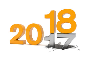 3d render of the numbers 2017 - 18 over white background.
