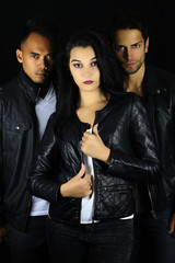 book cover for a vampire novel . three attractive vampires