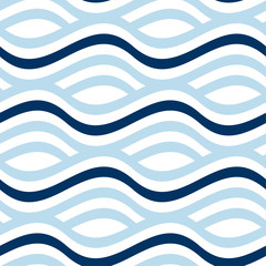 simple seamless pattern with wave blue stripes. naive geometry line motif