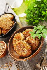 Vegetarian cutlets of  buckwheat