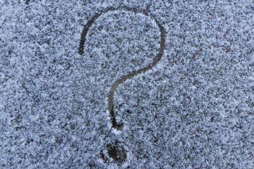drawing on snow in winter, pattern on winter glass