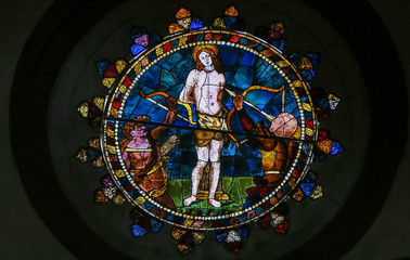 Stained Glass of St Sebastian in Bologna
