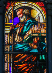 Fototapeta na wymiar Stained Glass - San Petronio, Patron Saint of Bologna