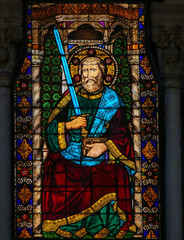 Obraz premium Stained Glass of Saint Paul - Basilica of Bologna