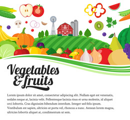 Vector vegetables and fruits illustration