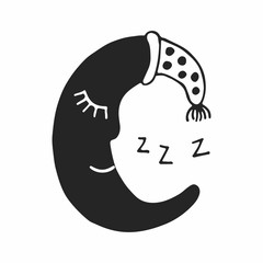 Cute hand drawn nursery poster in scandinavian style. Monochrome vector illustration