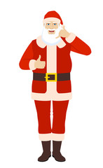  Santa Claus showing a call me sign and showing thumb up
