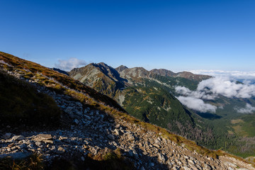 Tatra mountain peak view in Slovakia in sunny day