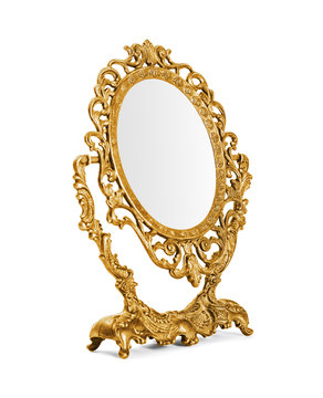 Golden antique mirror